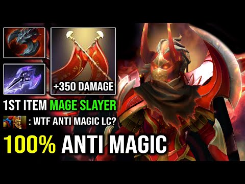 WTF 1st Item Mage Slayer LC Mid | +350 Solo Duel Damage 100% Counter Magic with Crazy Tank Dota 2