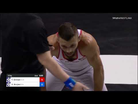 57 Kg Round 1 - Thomas Gilman, Nittany Lion WC / TMWC Vs Vitali Arujau, Spartan Combat RTC  - TMWC