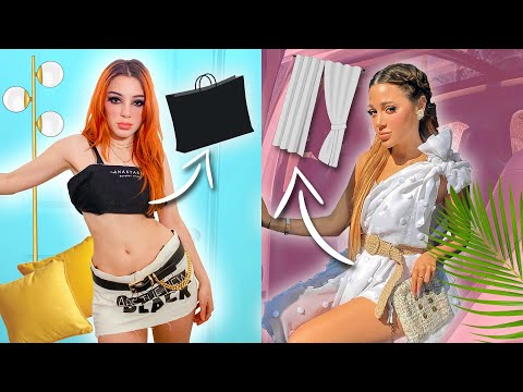 Making Outfits with Things Around the House + Tricking our Followers Challenge