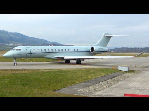🚀 Powerful Takeoff! Bombardier Global 7500 at Bern, Switzerland! 🇨🇭✈️