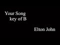 Your Song/Elton John【key of B】karaoke  with lyrics 練習用カラオケ【ピアノ伴奏】【女性キー】【