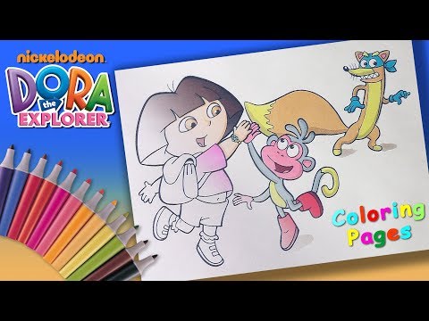 Dora the Explorer Coloring Book, Pages for Kids. Dora Boots and Swiper Coloring Video
