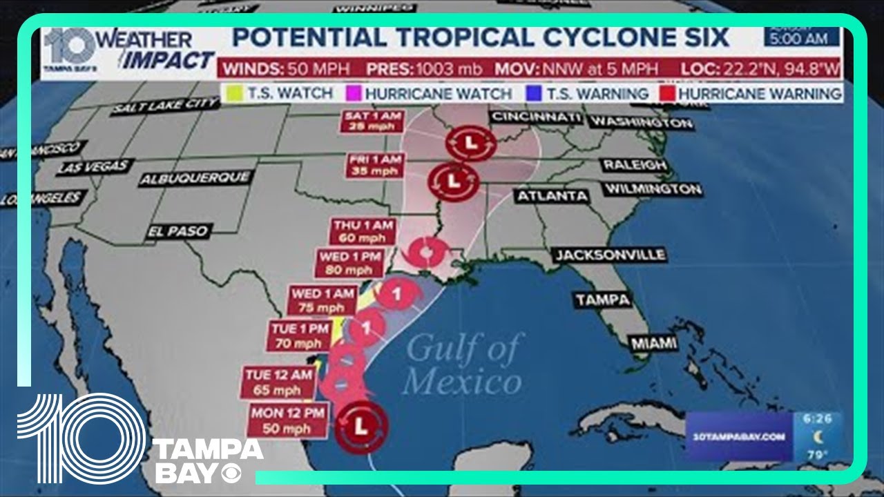 Potential Tropical Cyclone Six expected to become tropical storm Monday in the Gulf