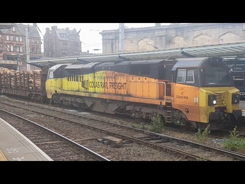 Colas Rail Freight 70811 Hauling A Timber/Logs Wagons Train Past Carlisle 1/8/22