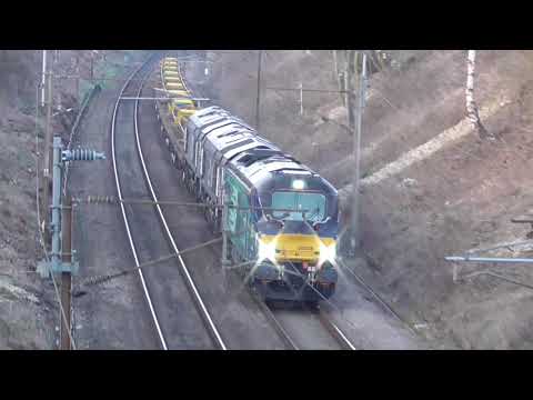 68008 with 66426/66425 dit 6k27 Carlisle New Yard - Crewe Engineers, 25th February 2019
