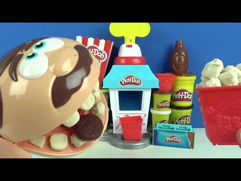 Play Doh Dr. Wackelzahn ist sehr hungrig Play Doh Popcornmaschine Popcorn Oreo aus Knete formen