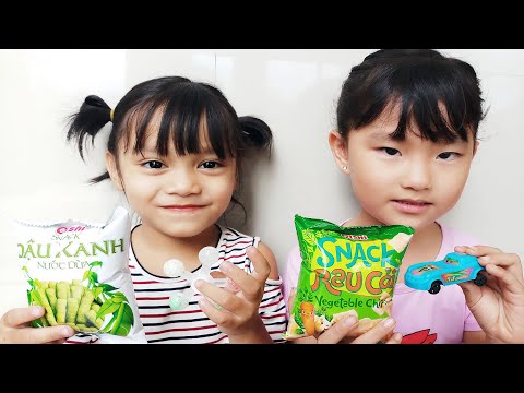 Bé học màu sắc tiếng anh với Oishi snack đậu xanh, snack rau cải, socola đồng tiền❤ BiBo Kids TV ❤