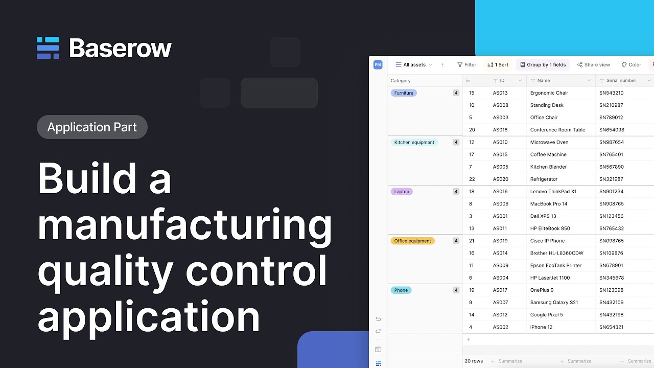 Build a No-Code Manufacturing Quality Control App in Baserow | Application Tutorial