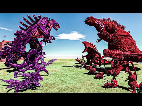 Mechagodzilla vs Shin Godzilla – Purple Monster Team vs Red Monster Team
