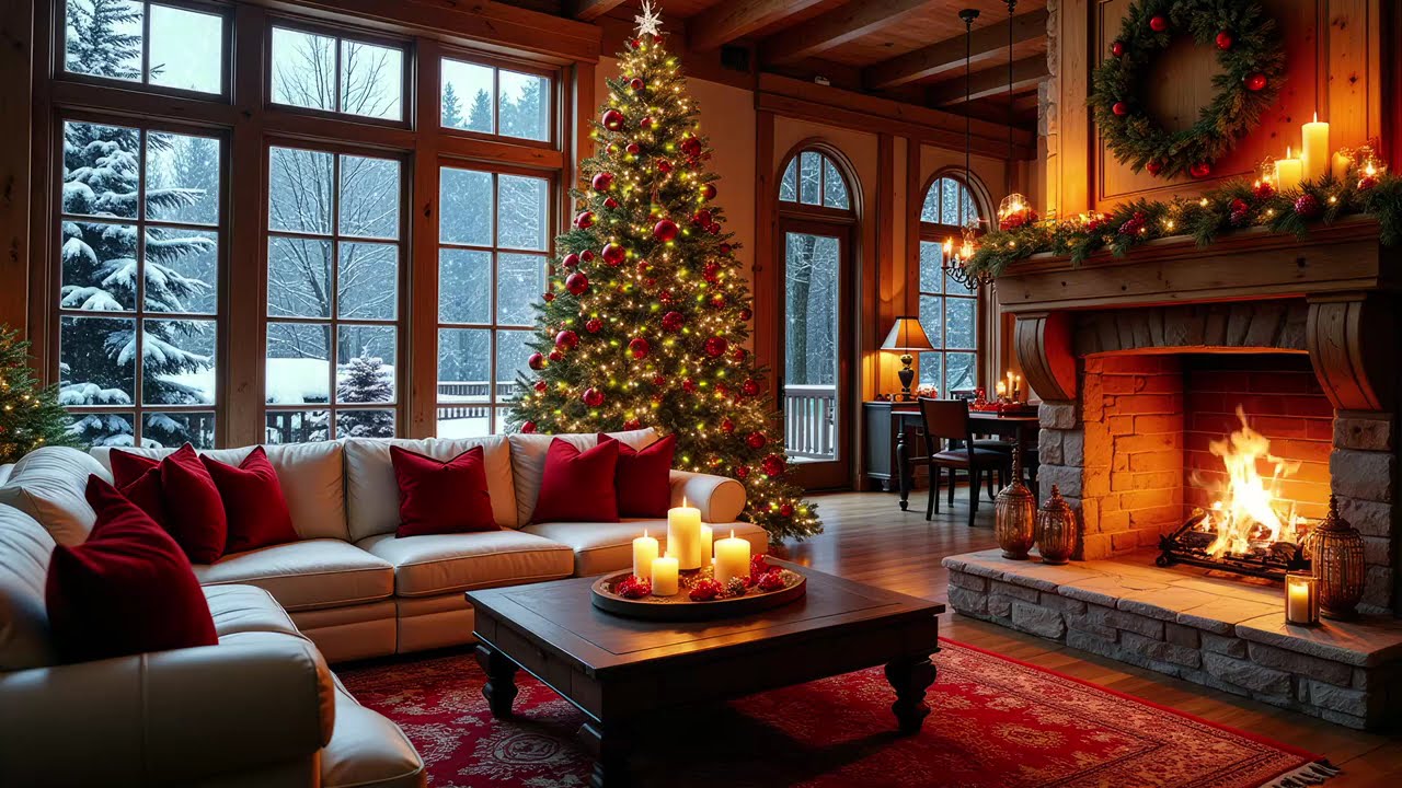 Relaxing Christmas Music Fireplace 🔥 Beautiful Christmas Ambience 🎅🎄 Christmas Fireplace Background