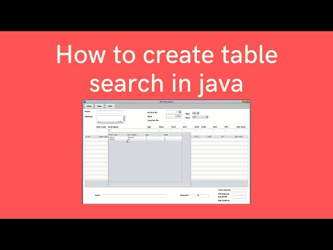 How to create table search in java