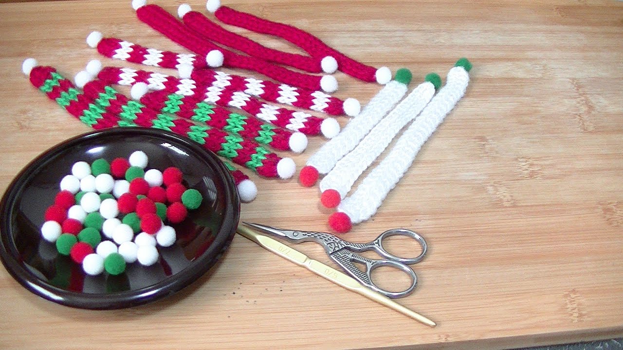 【アフガン編み】クリスマスオーナメントミニチュアマフラー