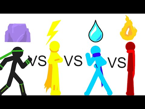 Batalha Elemental | StickNodes | Fogo vs Agua vs Terra vs Raio |