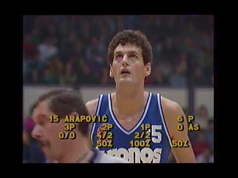 EUROPEAN CUP WINNERS' CUP: 1988-89 prelim. round - Cibona Zagreb vs Zalgiris Kaunas (Petrovic 36 pt)