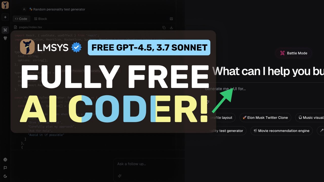 NO LIMIT & FREE 3.7 Sonnet, GPT-4.5, O3-mini Coder : This AI Coder is AMAZING & Beats BOLT, V0