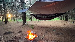 Hammock Camping Alone in Deep Forest