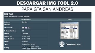 preview picture of video 'Como Descargar Y Utilizar Img Tool 2.0 Para GTA San Andreas (Loquendo)'