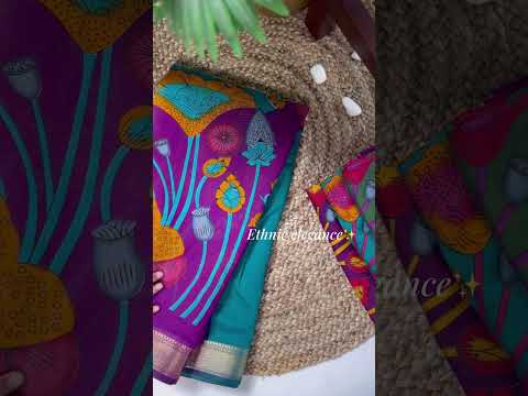 Pink Traditional Floral Printed Chanderi Saree with Zari Weaving Work