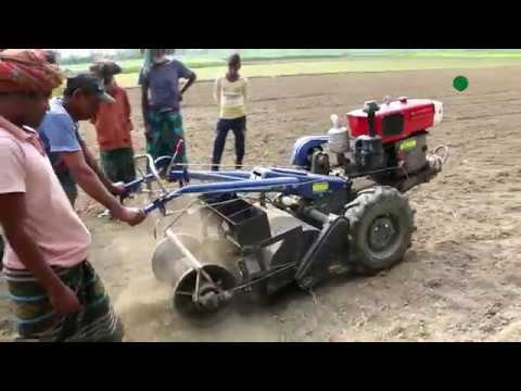 জমি চাষ, বেড তৈরী, বীজ বপন একই মেশিনে-বেড প্লান্টার