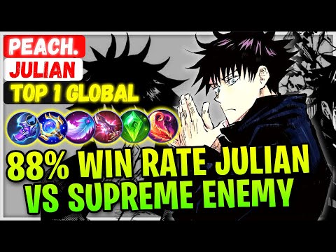 88% Win Rate [ Top 1 Global Julian ] Peach. - Mobile Legends Gameplay Emblem And Build.