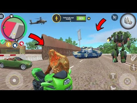 Rope Hero Vice Town (Stone Giant Throw Green Bike on Army Man) Mutant Man chaos in vice town - HD