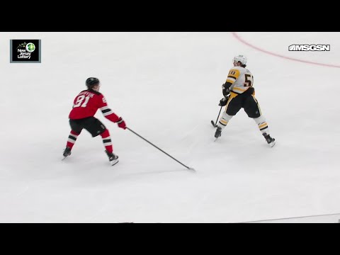 Arseny Gritsyuk scores a goal against the Pittsburgh Penguins