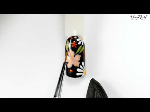 Flowers design on the black background Pure Black