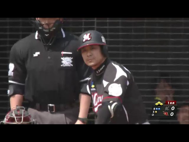 1回表 いきなり無死満塁!! マリーンズ4番・サブロー 内野ゴロで1点先制!! 2014/4/29 E-M