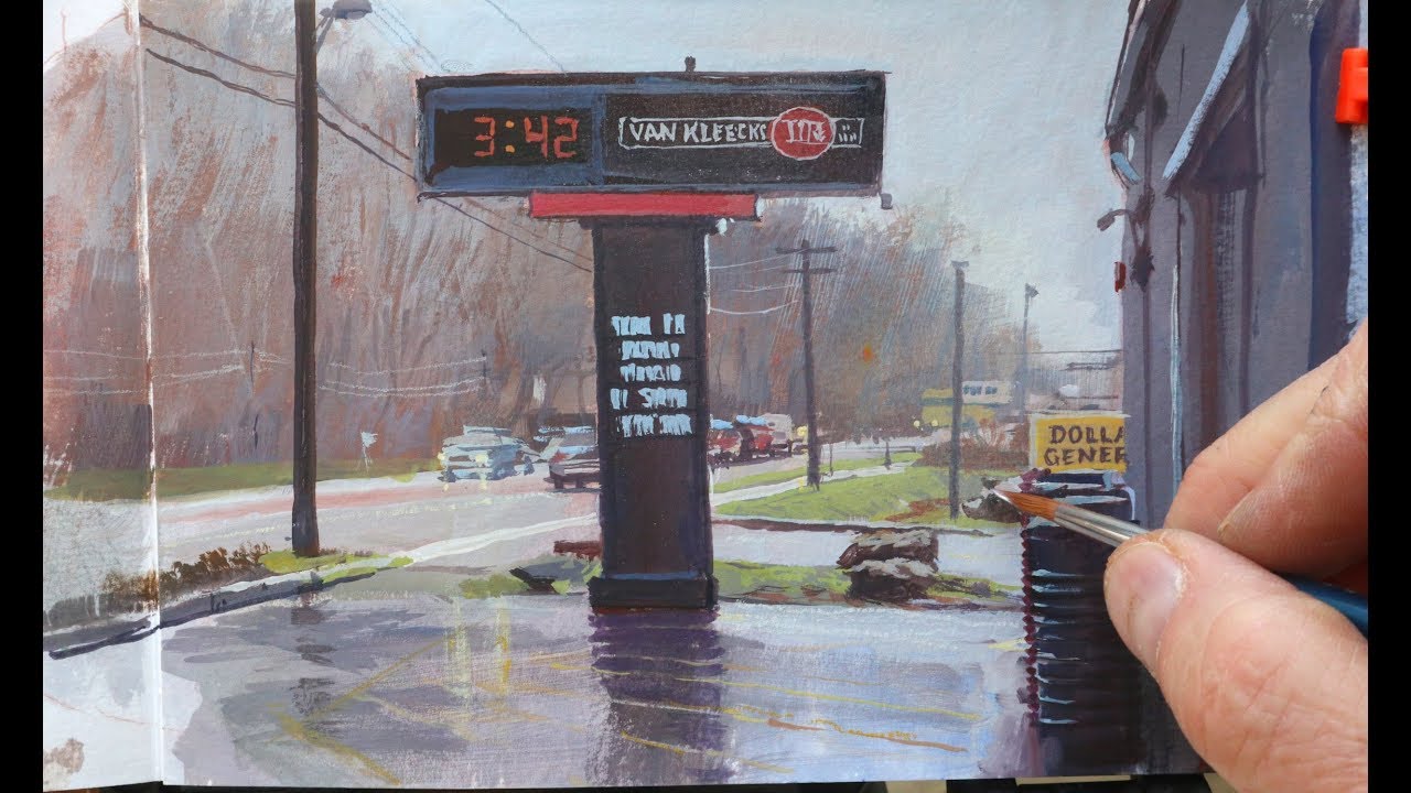 Gouache Painting on a Rainy Day