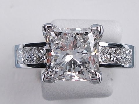 3.77 ctw Princess Cut H SI1 Diamond Engagement Ring - BigDiamondsUSA