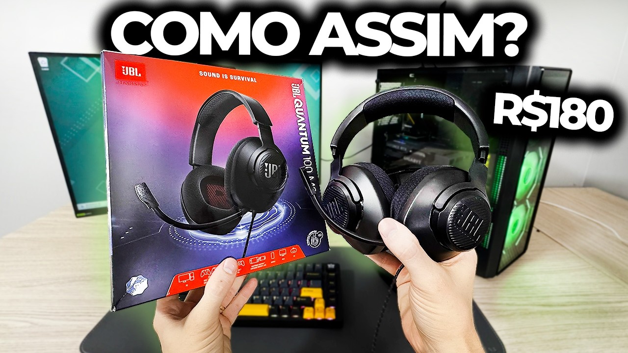 Miniatura da avaliação em vídeo de Headset Gamer JBL Quantum 100M2 Over-Ear com Microfone Removível