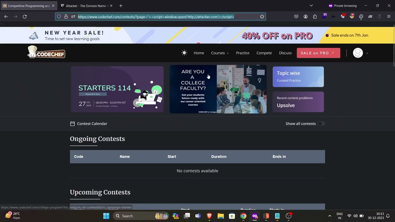 BUG REPORT || POC codechef.com || XSS and  IFRAME INJECTION