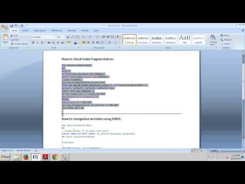 SQL Server tutorial 80: How to reorganize an index using SSMS, or T-SQL.