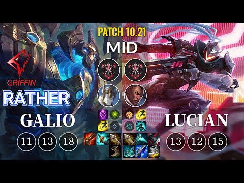 GRF Rather Galio vs Lucian Mid - KR Patch 10.21