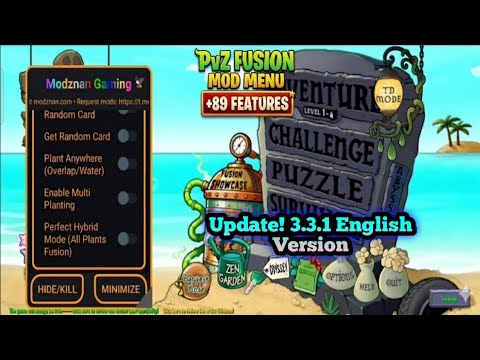 PvZ Fusion Mod Menu v3.3.1 New Update! All Plants Unlocked | English Version
