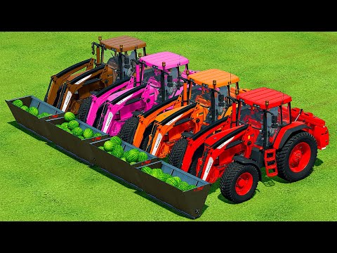 LOAD & TRANSPORT WATERMELONS WITH COLORED MINI TRUCKS - Farming Simulator 22