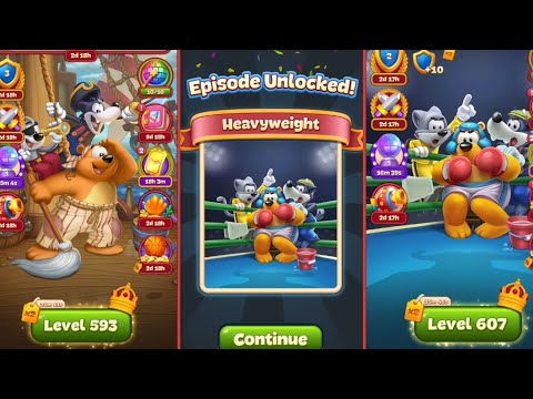 Toon Blast Level 593 To 607 and New Episode Unlocked HeavyWeight