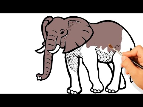 Elephant Coloring Page || Drawing and Coloring Animals for Kids