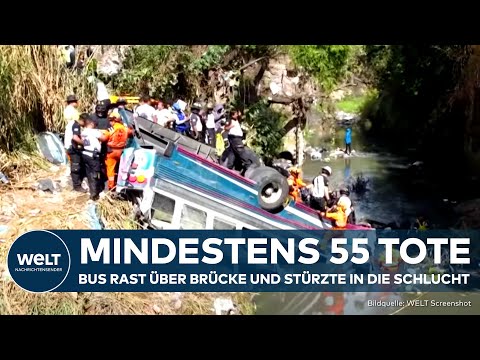 GUATEMALA:  Horror-Crash - Bus rast über Brücke, Dutzende Tote! Was über das Unglück bekannt ist