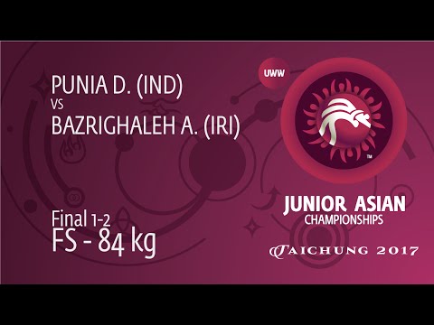 GOLD FS - 84 kg: A. BAZRIGHALEH (IRI) df. D. PUNIA (IND), 6-5