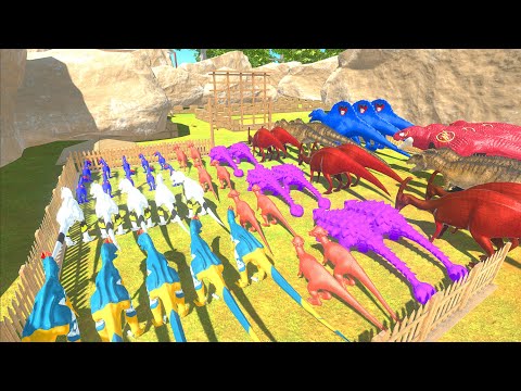 Colored CARNIVORE DINOSAURS & HERBIVORE DINOSAURUS Championship - Animal Revolt Battle Simulator #3