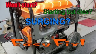 Generac Generator Won't Start RS8000E Carburetor Cleaning and Repair