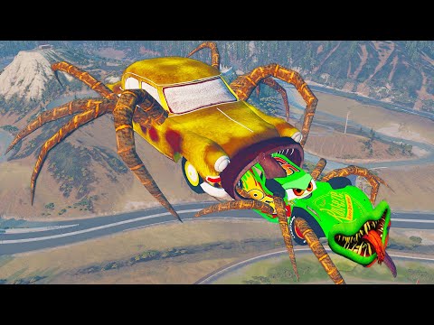 Epic Escape From the Lightning McQueen Eater vs SHY GUY and Skibidi Toilet and in BeamNG Episode 13