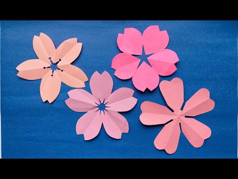 4 simple & easy paper cutting cherry blossoms/ DIY/ origami paper  flower