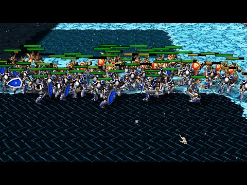 50 Footman (Human) VS 50 Swordsman (Blood Elf) [Fully Upgraded] - Warcraft 3