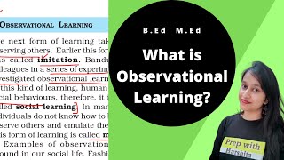 What is Observational Learning? | B.Ed | 11th psychology