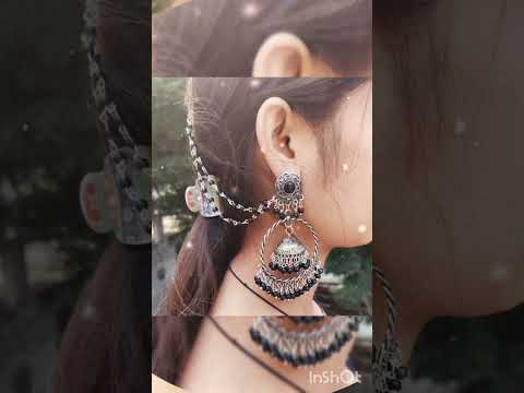 GS Mogra Fitted Pearl Work Stunning Earring with Hair Extension Designer Earring