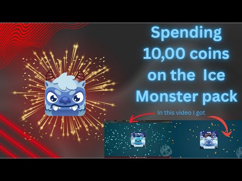 Spending 10,000 coins on the Ice Monster pack in blooket.