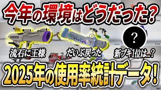 今年一番使われたブキは？2025年をXマッチの統計データで振り返る！【スプラトゥーン3】【初心者必見】【 アプデ / S-Blast91 / 最強武器 / 環境武器 / 武器ランキング / スプラ 】