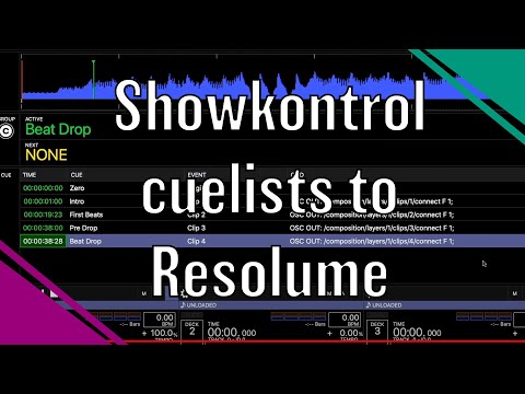 Creating Showkontrol Cuelists and triggering Resolume